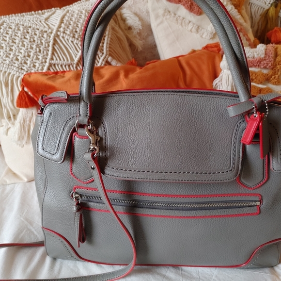 Coach Handbags - Coach Grey and Red Satchel Bowler Handbag